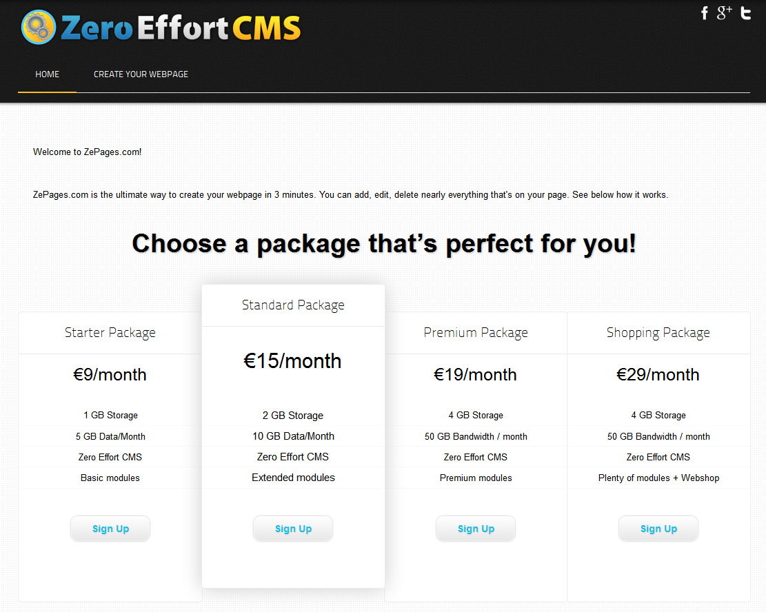 Zero Effort CMS is the easiest way to create and maintain your personal or companies webpage!